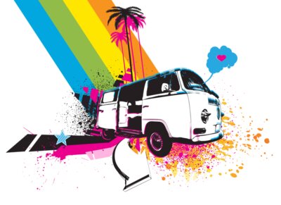 Rainbow and VW Kombi