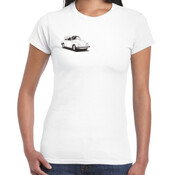 White VW Beetle - Women's 'Gildan' Slim T-Shirt